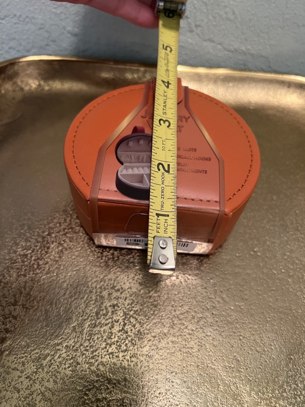 #1672**Unisex’s Round Coral Jewelry Vault Travel Case - Picture 4 of 11